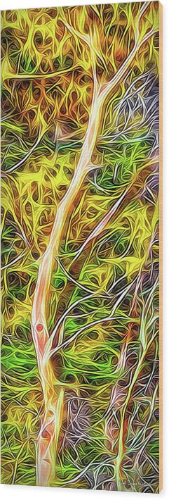 Joelbrucewallach Wood Print featuring the digital art Flowing Trees - Abstract by Joel Bruce Wallach