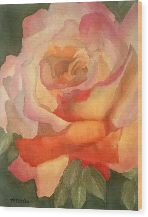 Rose Wood Print featuring the painting Elegant Rose by M Carlen