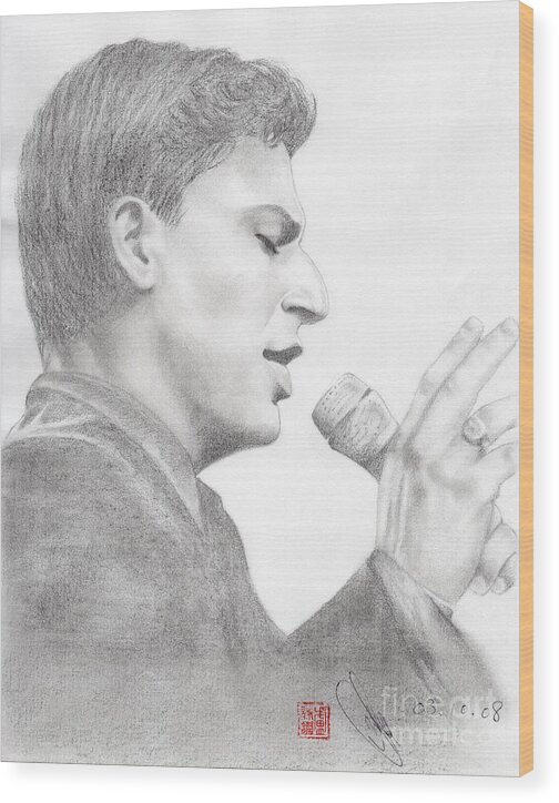 Greeting Cards Wood Print featuring the drawing Italian Singer Patrizio Buanne #1 by Eliza Lo