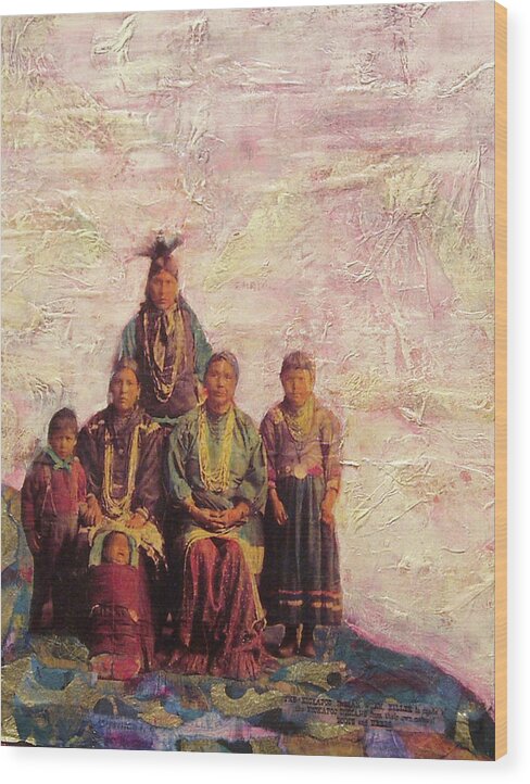 Native American Wood Print featuring the mixed media Sold Round the Worls by Cora Marshall