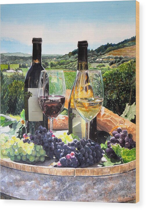 Wine Wood Print featuring the painting Toast of the Valley by Gail Chandler