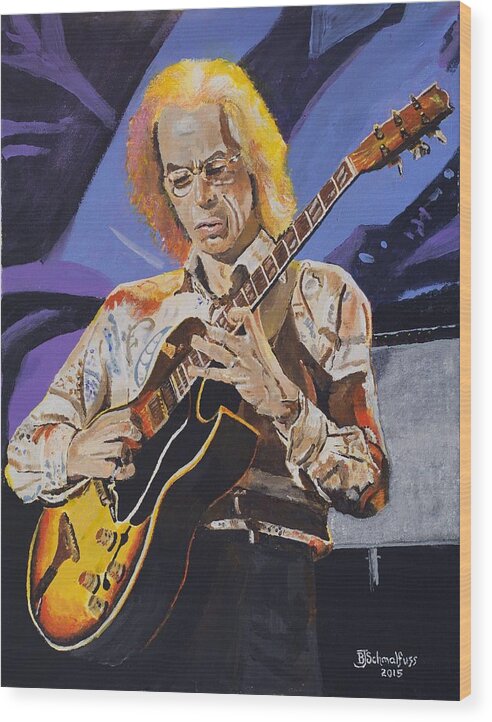 Steve Howe Wood Print featuring the painting Yours is no Disgrace by Bruce Schmalfuss