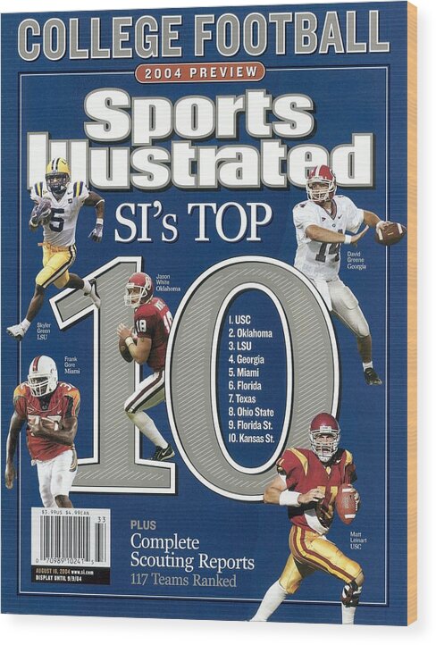 Magazine Cover Wood Print featuring the photograph 2004 College Football Preview Issue Sports Illustrated Cover by Sports Illustrated
