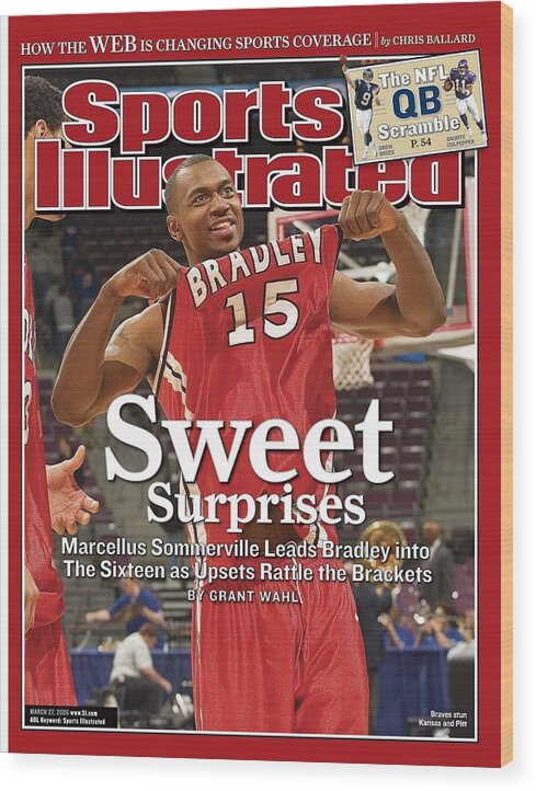 Magazine Cover Wood Print featuring the photograph Bradley Marcellus Sommerville, 2006 Ncaa Playoffs Sports Illustrated Cover by Sports Illustrated
