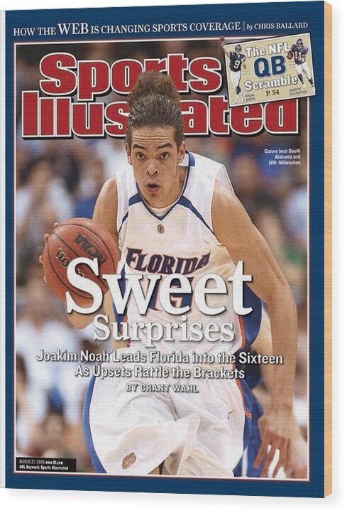 Playoffs Wood Print featuring the photograph Florida Joakim Noah, 2006 Ncaa Playoffs Sports Illustrated Cover by Sports Illustrated