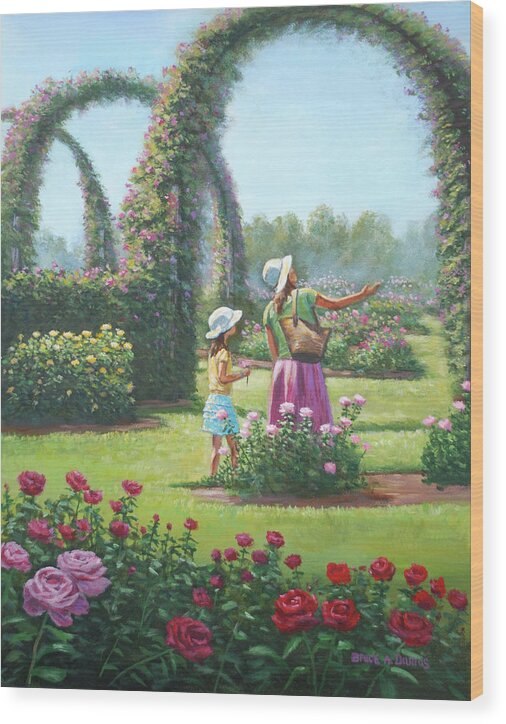 Floral Wood Print featuring the painting Mother Daughter Day by Bruce Dumas