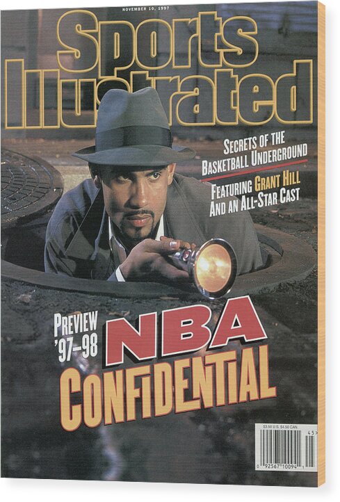 Magazine Cover Wood Print featuring the photograph Nba Confidential, 1997-98 Nba Basketball Preview Issue Sports Illustrated Cover by Sports Illustrated