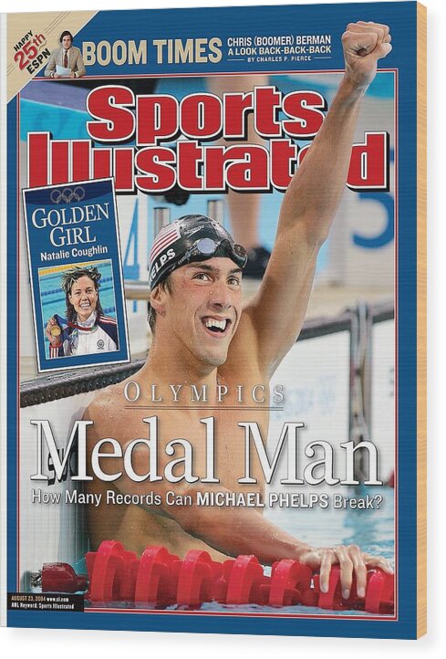 Magazine Cover Wood Print featuring the photograph Usa Michael Phelps, 2004 Summer Olympics Sports Illustrated Cover by Sports Illustrated