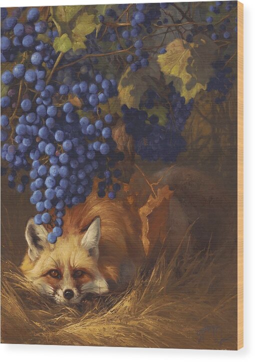 Fox Wood Print featuring the painting Secrets of the Vineyard by Greg Beecham