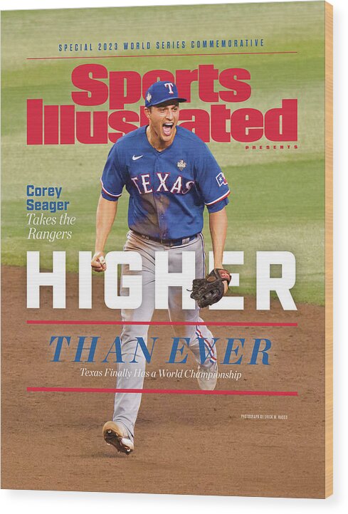 Commemorative Wood Print featuring the photograph Texas Rangers, November 2023 Sports Illustrated World Series Commemorative Issue Cover by Sports Illustrated