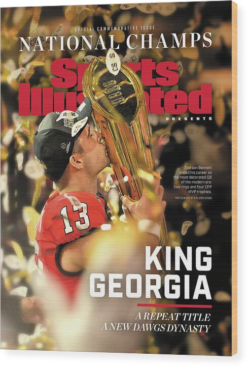 King Georgia Wood Print featuring the photograph University of Georgia, 2023 NCAA Football Championship Commemorative Issue Cover by Sports Illustrated