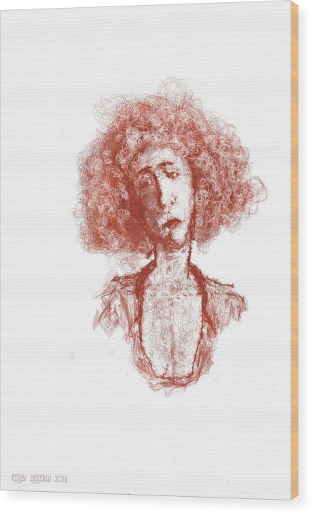 Sketch Wood Print featuring the digital art Woman of Cryptic Age 24 by Kerry Beverly