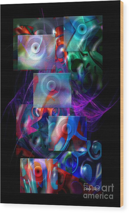 Abstract Color Abstract Realism Wood Print featuring the digital art Get it In Gear by Carolyn Staut