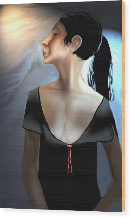 Female Wood Print featuring the digital art Woman in Black by Kerry Beverly