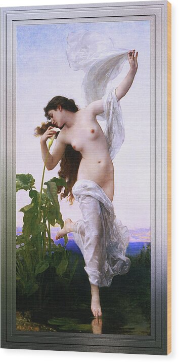 L'aurore Wood Print featuring the painting L'Aurore by William-Adolphe Bouguereau by Rolando Burbon