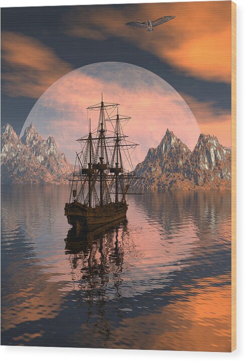 Bryce Wood Print featuring the digital art At anchor by Claude McCoy