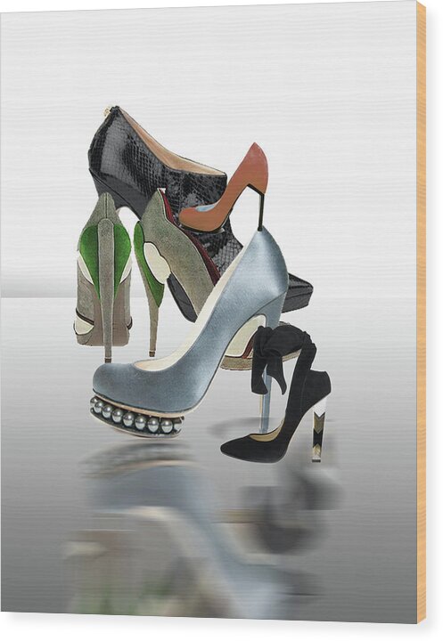 Digital Wood Print featuring the digital art Eva's Shoes by Dolores Russo