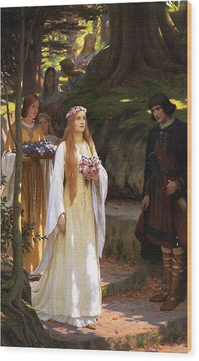 My Fair Lady Wood Print featuring the painting My Fair Lady by Edmund Leighton by Rolando Burbon