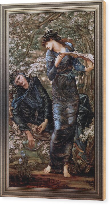 The Beguiling Of Merlin Wood Print featuring the painting The Beguiling of Merlin by Edward Burne-Jones by Rolando Burbon