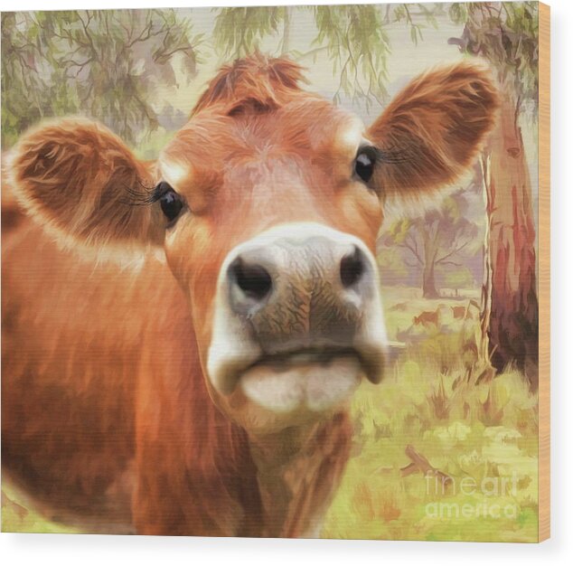 Cow Wood Print featuring the digital art Little Jersey by Trudi Simmonds