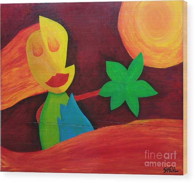 Gift Wood Print featuring the painting Gift by Amanda Sheil