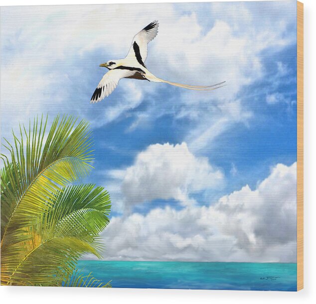 Tropic Bird Wood Print featuring the painting Flying High by Stephen Jorgensen