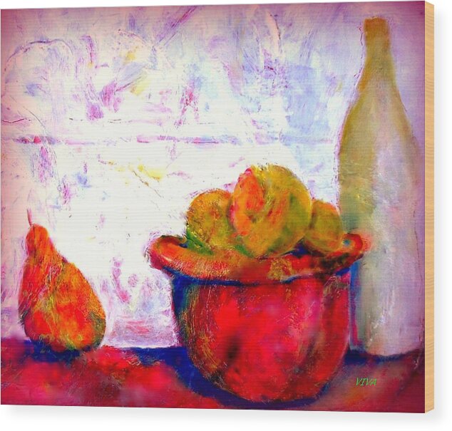 Fruit Bowl Wood Print featuring the painting In The Kitchen by VIVA Anderson
