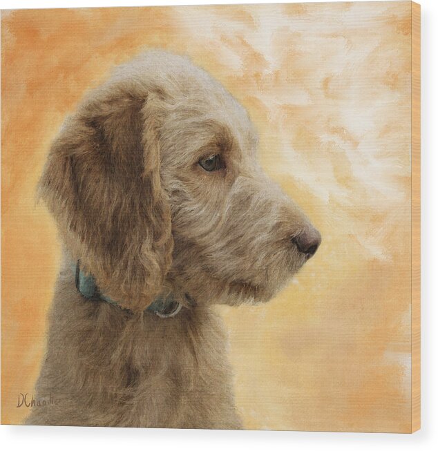 Puppy Wood Print featuring the painting Labradoodle Puppy by Diane Chandler