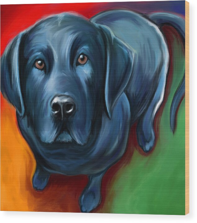 Labrador Wood Print featuring the digital art Black Lab by David Kyte