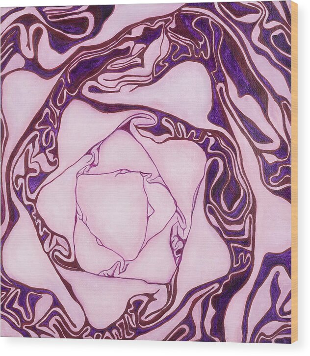 Red Cabbage Wood Print featuring the painting Red Cabbage by Garry McMichael