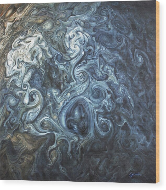 Jupiter Wood Print featuring the painting Crown of Storms by Lucy West