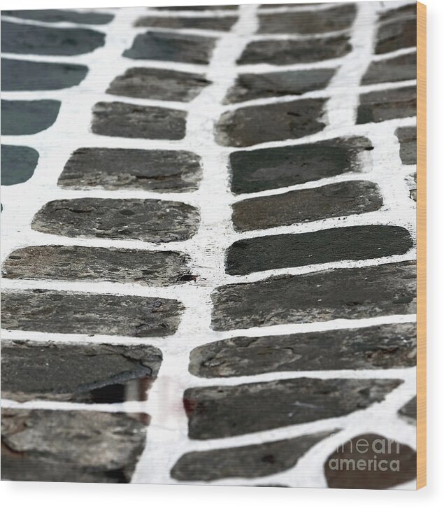 Street Lines In Mykonos Wood Print featuring the photograph Street Lines in Mykonos Town by John Rizzuto