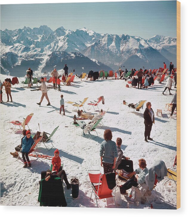 People Wood Print featuring the photograph Verbier Vacation by Slim Aarons