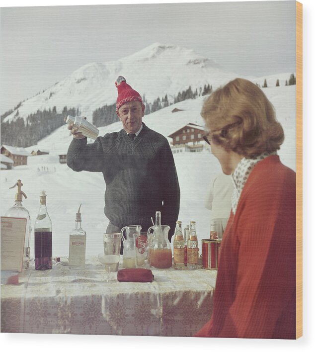 Mixing Wood Print featuring the photograph Lech Ice Bar by Slim Aarons