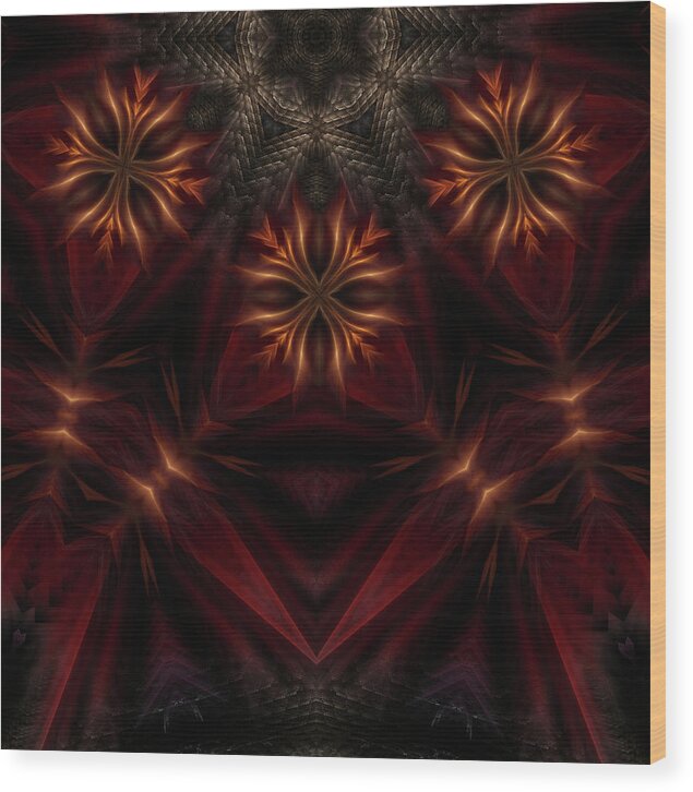 Fire Wood Print featuring the digital art Fire Cross M3P by Rolando Burbon