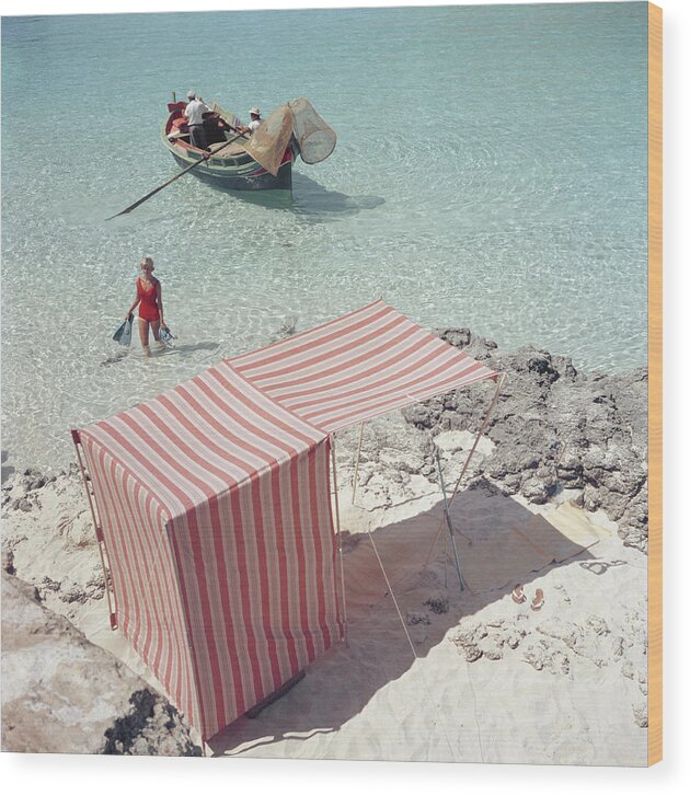 People Wood Print featuring the photograph Marietine Birnie, Blue Lagoon by Slim Aarons