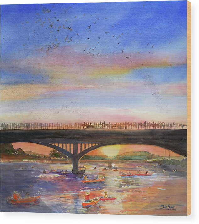 Sunset Wood Print featuring the painting Waiting for Sunset by Sue Kemp