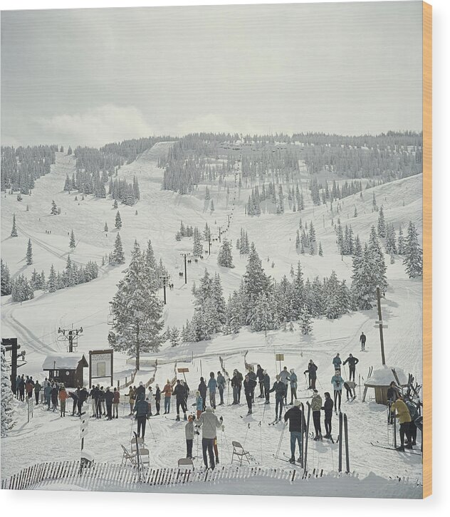 Ski Pole Wood Print featuring the photograph Skiing In Vail by Slim Aarons