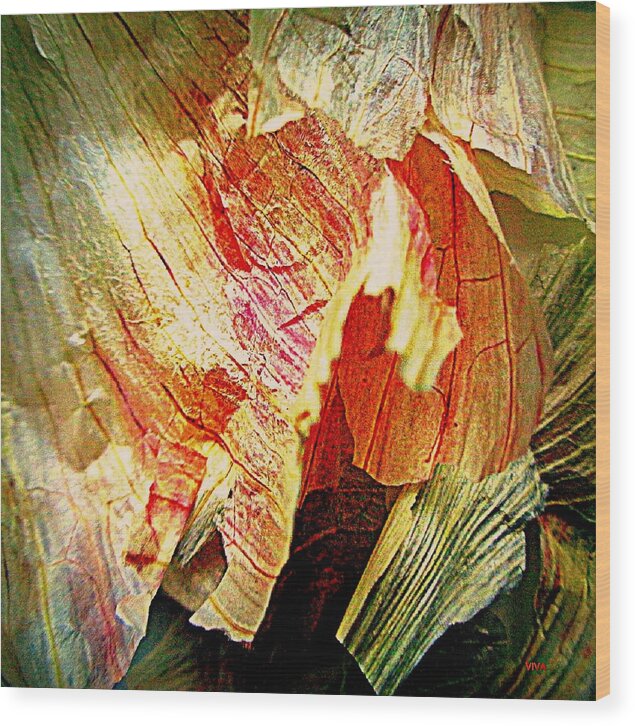 Garlic Peel Wood Print featuring the photograph Garlic Peel Celebrated by VIVA Anderson