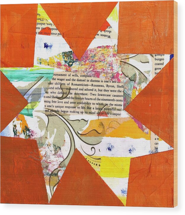 Orange Wood Print featuring the painting Lowercase Damsel In Distress by Cyndie Katz