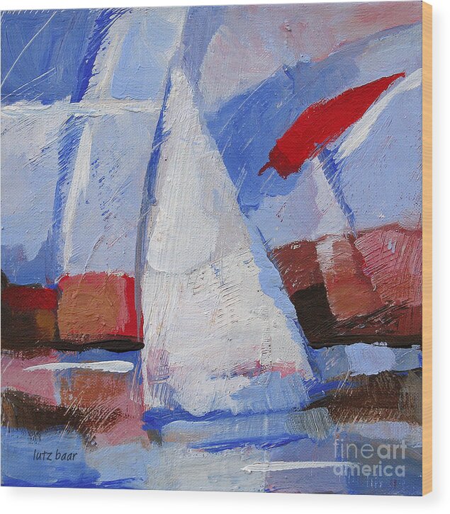 Sailboat Wood Print featuring the painting Sailing by Lutz Baar