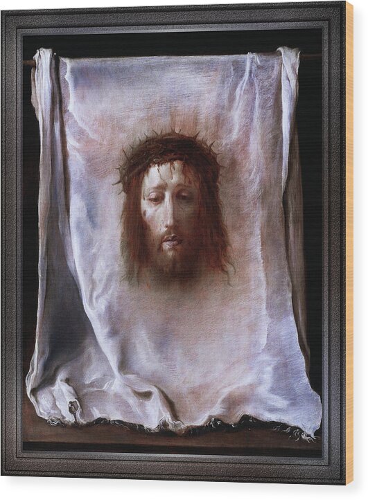 Veil Veronica Wood Print featuring the painting The Veil of Veronica by Domenico Fetti by Rolando Burbon