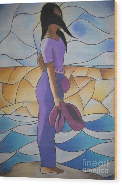 African American Art Wood Print featuring the drawing Fearfree II by Sonya Walker