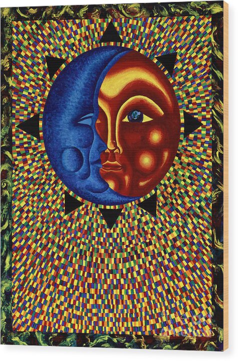 Joey Gonzalez Art Wood Print featuring the painting Sun and Moon II by Joey Gonzalez