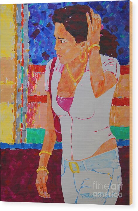 Figurative Wood Print featuring the painting She Has Diamonds by Art Mantia