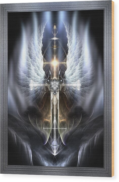 Heaven Wood Print featuring the digital art Heavenly Angel Wings Cross by Rolando Burbon