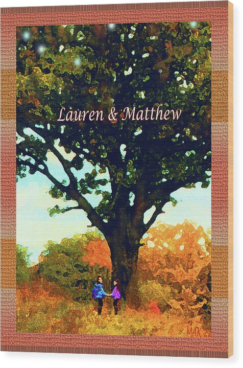 Lauren Matt Wedding Wood Print featuring the digital art Lauren and Matt by Michael A Klein
