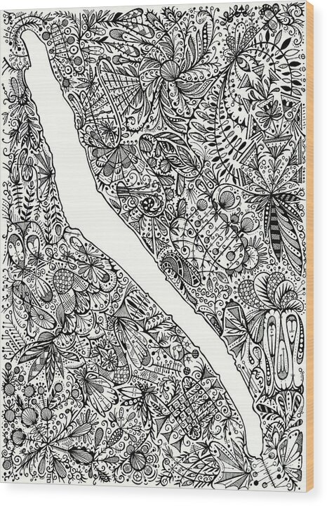 Drawing Wood Print featuring the drawing Skaneateles Lake by Larissa Osterbaan