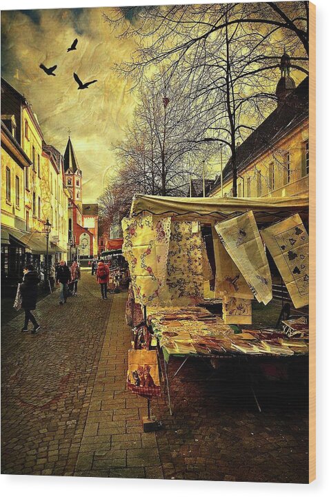 Duesseldorf Wood Print featuring the photograph The Vintage Market Place by Richard Cummings