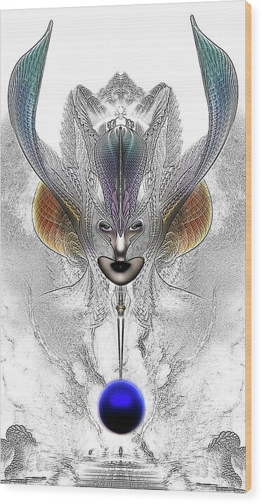 Taidushan Sai Wood Print featuring the digital art Taidushan Sai Faux Painting Fractal Portrait by Rolando Burbon